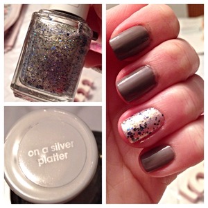 Essie's "Chinchilly" paired with "On A Silver Platter"