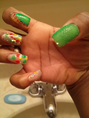 used salt while nails were still wet and put a gloss coat on them! funky and fun! 