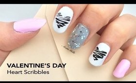 Valentine's Day nail art: Heart Scribbles