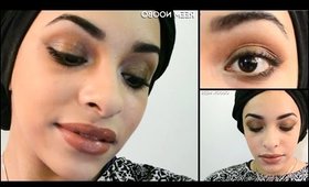 Khaki green smokey eyes with warm brown lips ♡ Full face makeup tutorial