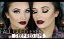 Golden Smokey Eyes + Deep Red Lips Makeup Tutorial