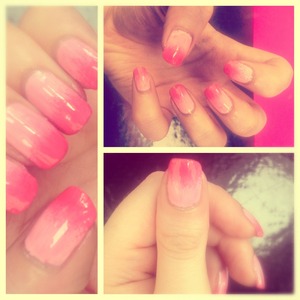 Barbie pink ombré nails
