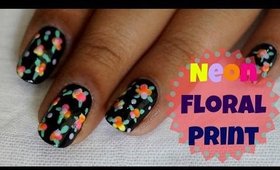 Neon Floral Print Nailart for SUMMER | Tutorial