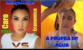Maquillaje CARO V.S. ECONOMICO  PRUEBA de AGUA / Inexpensive v.s. Expensive Makeup  | auroramakeup