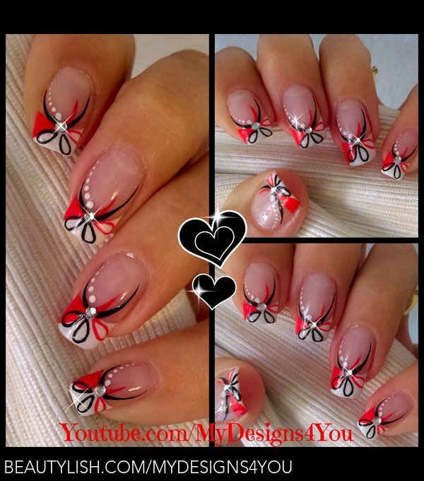 Red and Black Floral Nails | Abstract Nail Art | Liudmila Z.'s  (MyDesigns4You) Photo | Beautylish