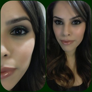 Created a  wearable green look Using Mac: pigment in antique green, e/s in era & club and lancome e/s in latte