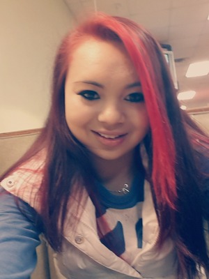 red hair with streak. 