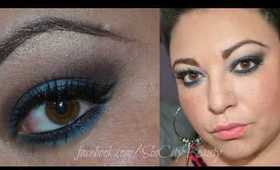 Blue Brown Smokey Eye with a touch of Gold
