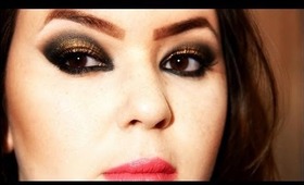 Tutorial 21 • Maquiagem preta com iluminado dourado no centro por Patricia Almeirda