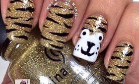 Easy Tiger Print Nail Tutorial by The Crafty Ninja