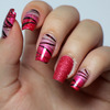 Red Watermarble Nails