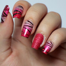 Red Watermarble Nails