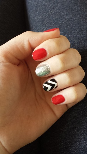 Red and chevron and glitter accent