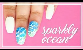 Sparkly Ocean nail art