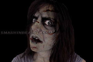 Post with details: 
http://smashinbeauty.com/the-exorcist-makeup-halloween-tutorial-2012/

Video tutorial: 
http://www.youtube.com/watch?v=2r7CUMzbQQs