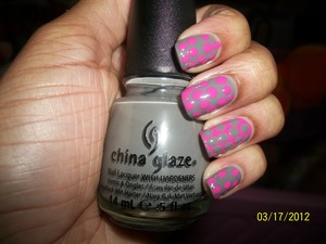 This is a very simple easy design . I used china glaze recycle and Revlon fuchsia 