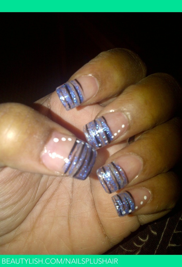 Blue and Black clear nail design | Felicia C.'s (nailsplushair) Photo |  Beautylish