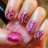 Glitzy Pink Leopard Nails