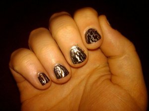 Orly Rage with OPI black shatter topcoat.