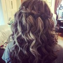 Waterfall braid with curls 