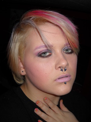 A Jeffree Star inspired look. Lots of blush, pink eyeshadow and shimmery highlights. 
