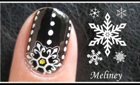 WINTER SNOWFLAKE NAILS | HOLIDAY STAMPING NAIL ART TUTORIAL FOR SHORT NAILS BEGINNER SIMPLE BLACK