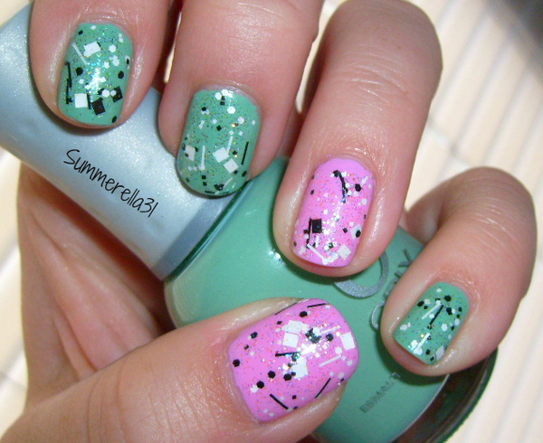 Minty Bubblegum Mani | Summer A.'s (wonderland-nails) Photo | Beautylish
