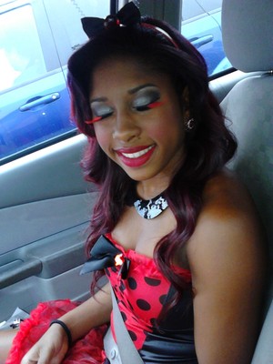 I swear I love the Party Girl Palette....That is what I used to create this look..MAC Ruby Woo on the lips.