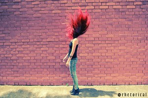 Dyed my friend Jessica's hair last night and shot this during lunch just now. I used Manic Panic's Wildfire on her hair just like in this video.  http://www.youtube.com/watch?v=j61uuo8xBNc

She's wearing PRYSM's soon to be launched hand-dyed jeans. 

https://www.facebook.com/sg.PRYSM 

Model: Jessica Lim 
Photographer: Dominique Andrea 
Hair: Dominique Andrea