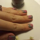 grey w/ pink doted triangles