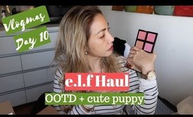 VLOGMAS DAY 10 | e l f HAUL, OOTD, Cute puppy