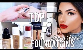 TOP 5 DRUGSTORE FOUNDATIONS! + Swatches!