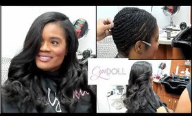 Full sew in with leave out and deep side part!