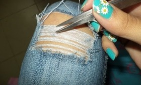 ♥ How to Rip and Distress your Jeans the right way- SO Easy ♥ ( • ◡ • )
