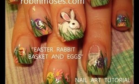 EASTER bunny in grass with hidden eggs design: robin moses nail art tutorial