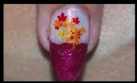 fall leaves Nail Art Design water decal