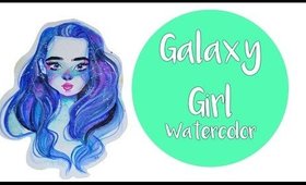 Galaxy Girl- Watercolor Painting + TimeLapse + Speed Painting