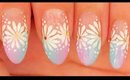 Ombre Tips & White Flowers nail art
