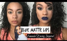 BLUE Matte Liquid Lipstick Tutorial | Amanda Ensing Inspired