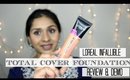 Loreal Infallible TOTAL COVER Foundation '309 Caramel Beige' | Review, Demo & Wear Test on Oily Skin