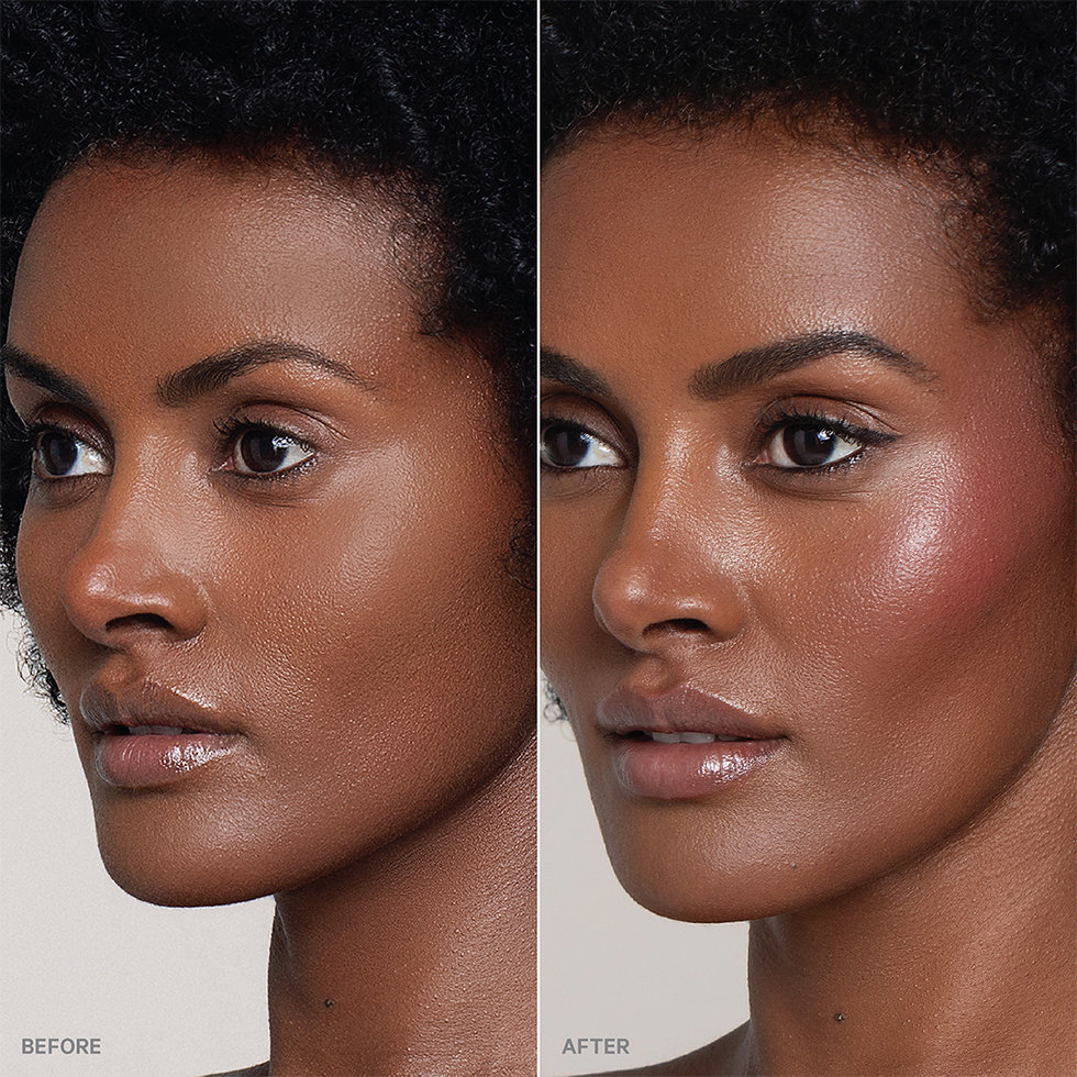 Before & after of Kevyn Aucoin model wearing the Signature Sticks