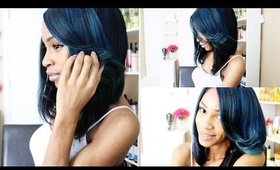 Blue Bob Wig on Natural Hair