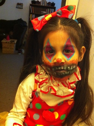 This is my daughter as a zombie clown this Halloween :)