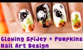 Glowing Spider + Pumpkin Nails For Halloween | #ChipperNails