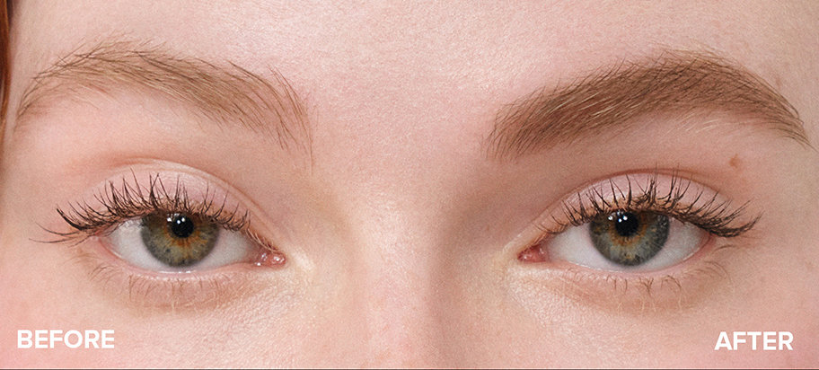 Anastasia Beverly Hills model before & after using the Volumizing Tinted Brow Gel