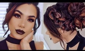 Metallic DARK Makeup Tutorial! + Romantic Braid Bun Updo!