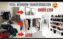 TOTAL Bedroom TRANSFORMATION into DIY CLOSET UNDER $350 *omg*