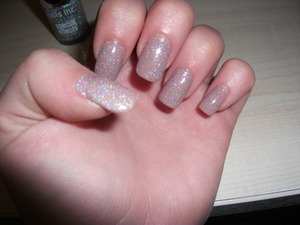 Nude basecoat with Nails Inc 3D glitter polish 