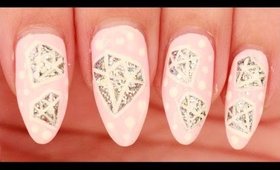 Diamonds on Pastel Pink nail art