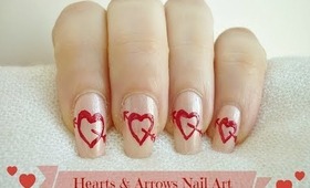 ♥ Cute Valentine's Day Hearts and Arrows Nail Art! ♥
